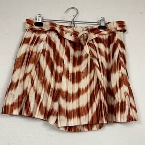Banana Republic Orange & Cream Tie Dye Dressy Shorts Womens 10 Pleated Belted